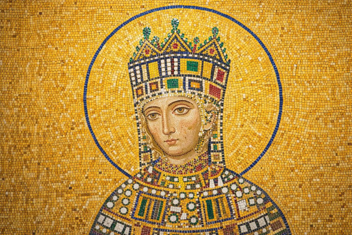 Historic Empress Zoe mosaic in Hagia Sophia Istanbul with gold tiles and imperial Byzantine details, seen during a guided tour with Hagia Sophia Tours
